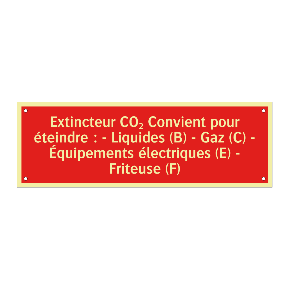 Extincteur CO₂ Convient pour éteindre : - Liquides (B) - Gaz (C) - Équipements électriques (E) - Friteuse (F)