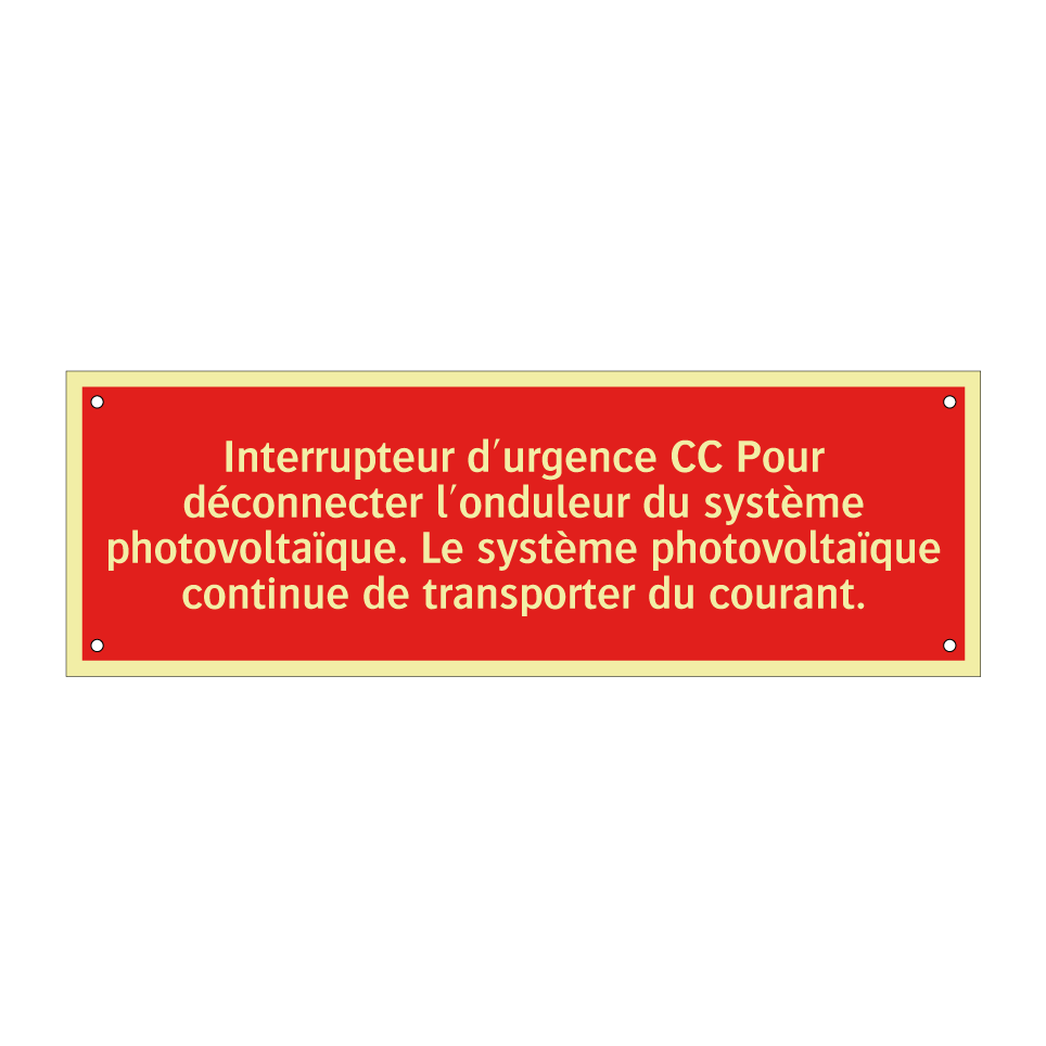 Interrupteur d'urgence CC Pour déconnecter l'onduleur du système photovoltaïque. Le système photovoltaïque continue de transporter du courant.