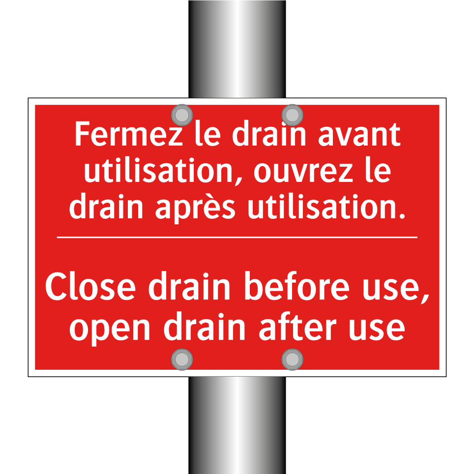 Fermez le drain avant utilisation, /.../ - Close drain before use, open drain /.../