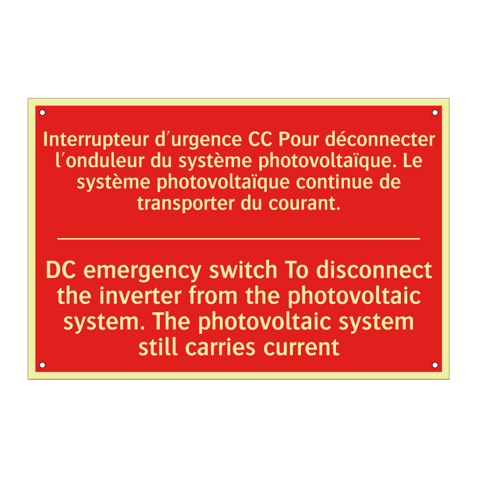 Interrupteur d'urgence CC Pour /.../ - DC emergency switch To disconnect /.../