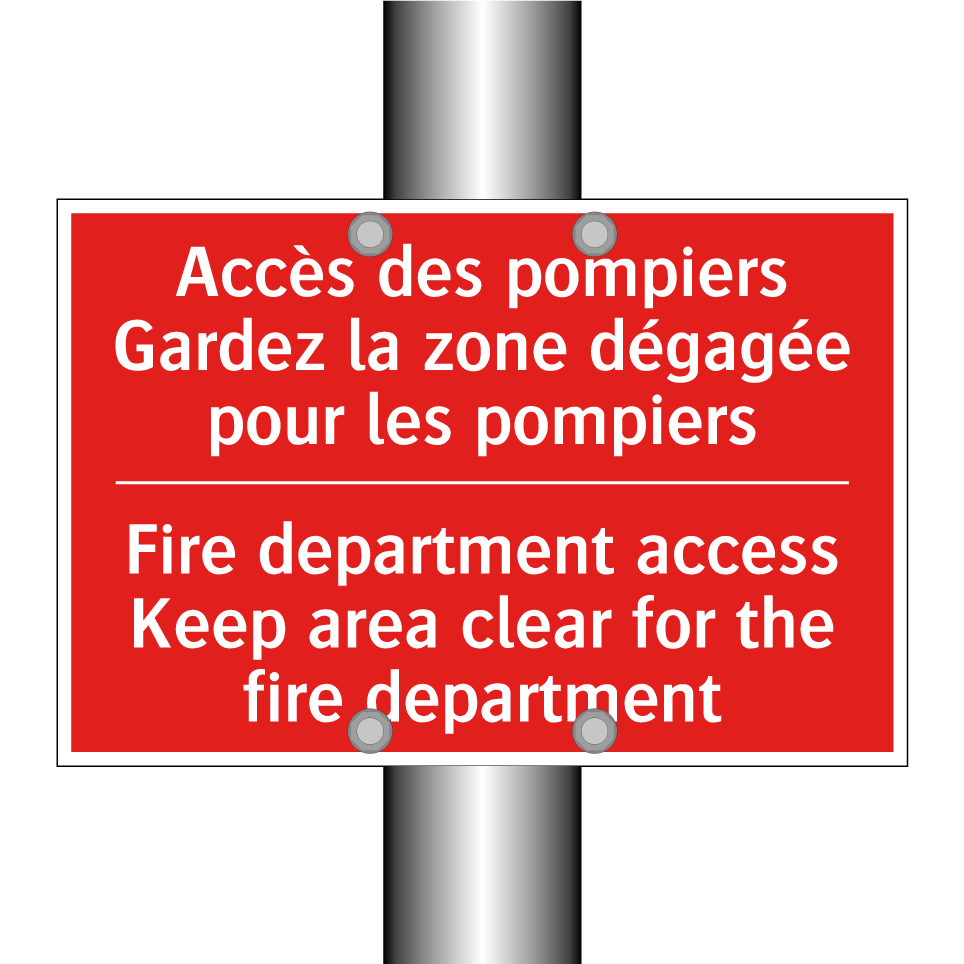 Accès des pompiers Gardez la zone /.../ - Fire department access Keep area /.../