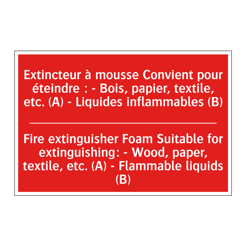 Extincteur à mousse Convient pour /.../ - Fire extinguisher Foam Suitable /.../