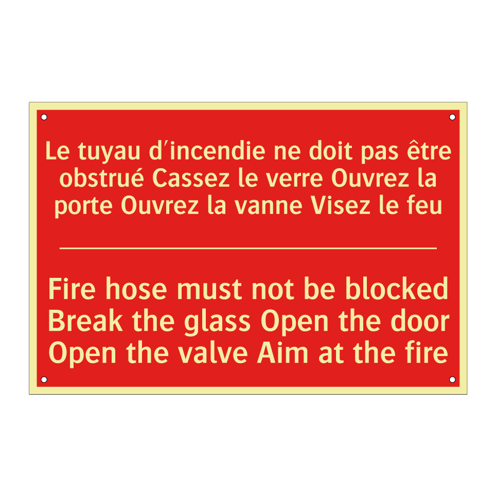 Le tuyau d'incendie ne doit pas /.../ - Fire hose must not be blocked /.../