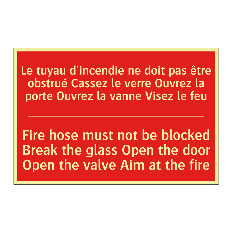 Le tuyau d'incendie ne doit pas /.../ - Fire hose must not be blocked /.../