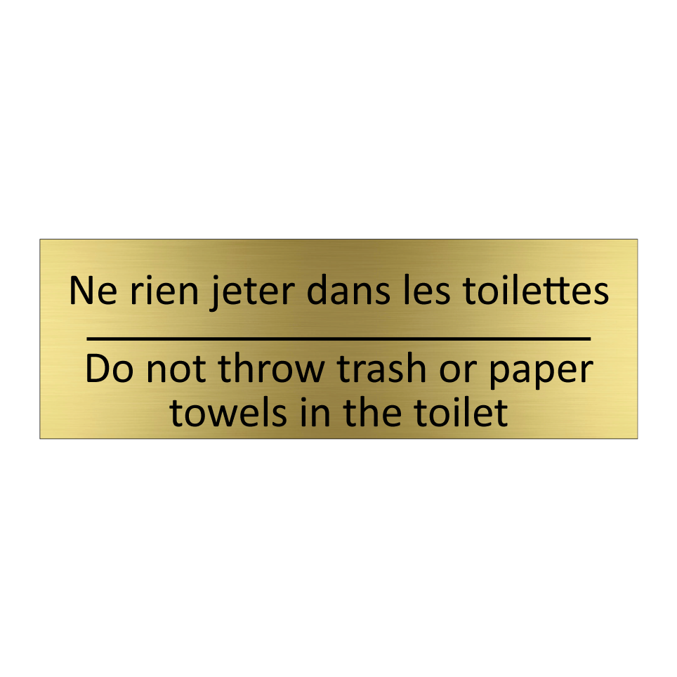 Ne rien jeter dans les toilettes /.../ - Do not throw trash or paper towels  /.../