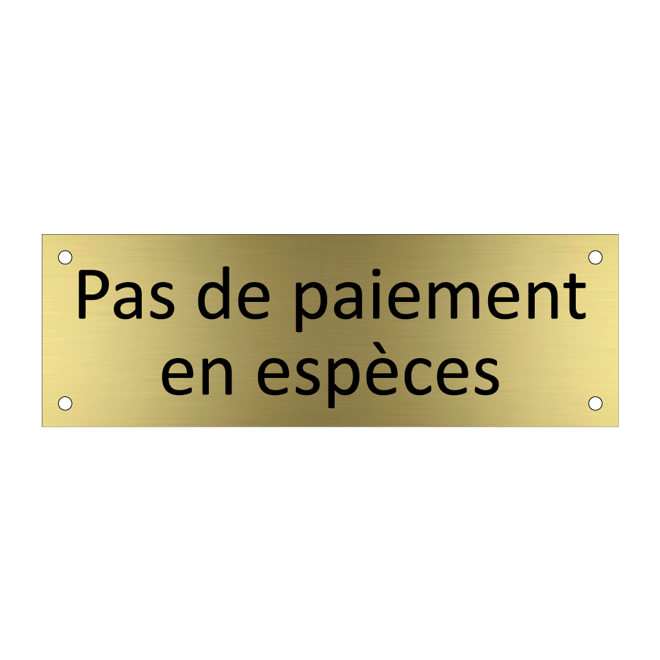 Pas de paiement en espèces