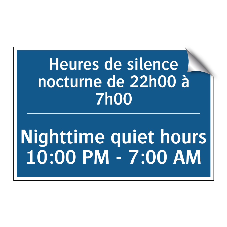 Heures de silence nocturne de  /.../ - Nighttime quiet hours 10:00 PM  /.../