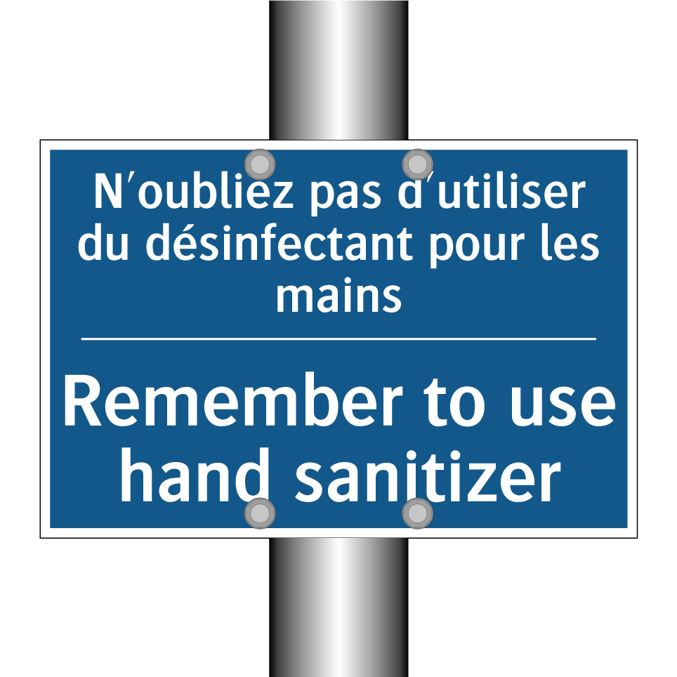 N'oubliez pas d'utiliser du désinfectant  /.../ - Remember to use hand sanitizer
