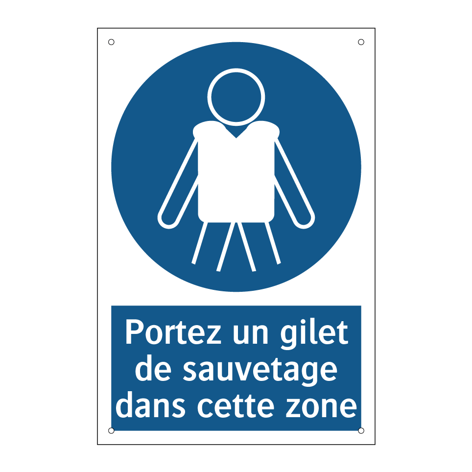 Portez un gilet de sauvetage dans cette zone