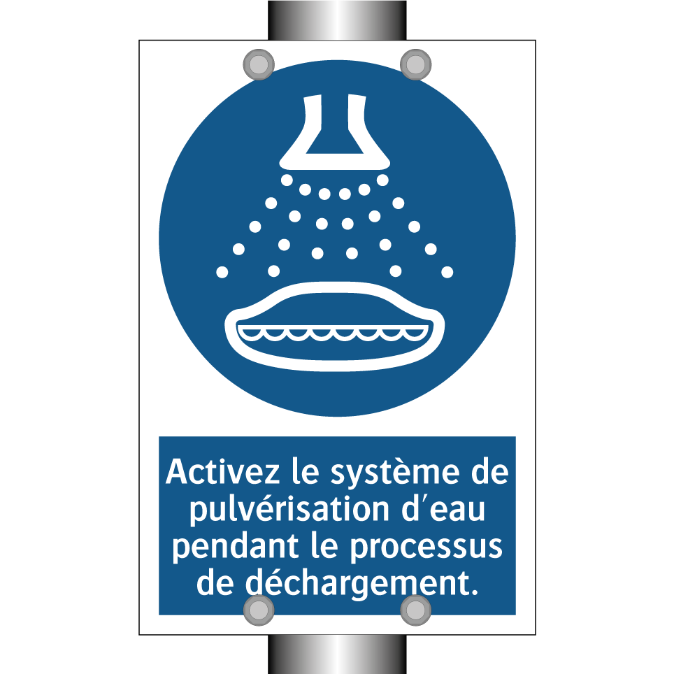 Activez le système de pulvérisation d'eau pendant le processus de déchargement.