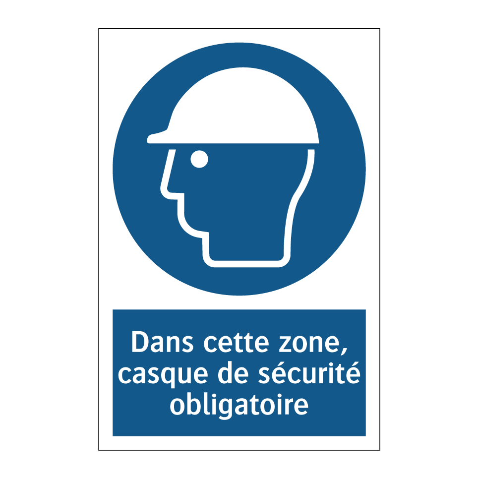 Dans cette zone, casque de sécurité obligatoire
