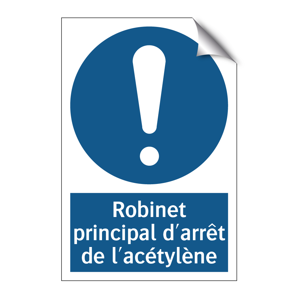 Robinet principal d'arrêt de l'acétylène