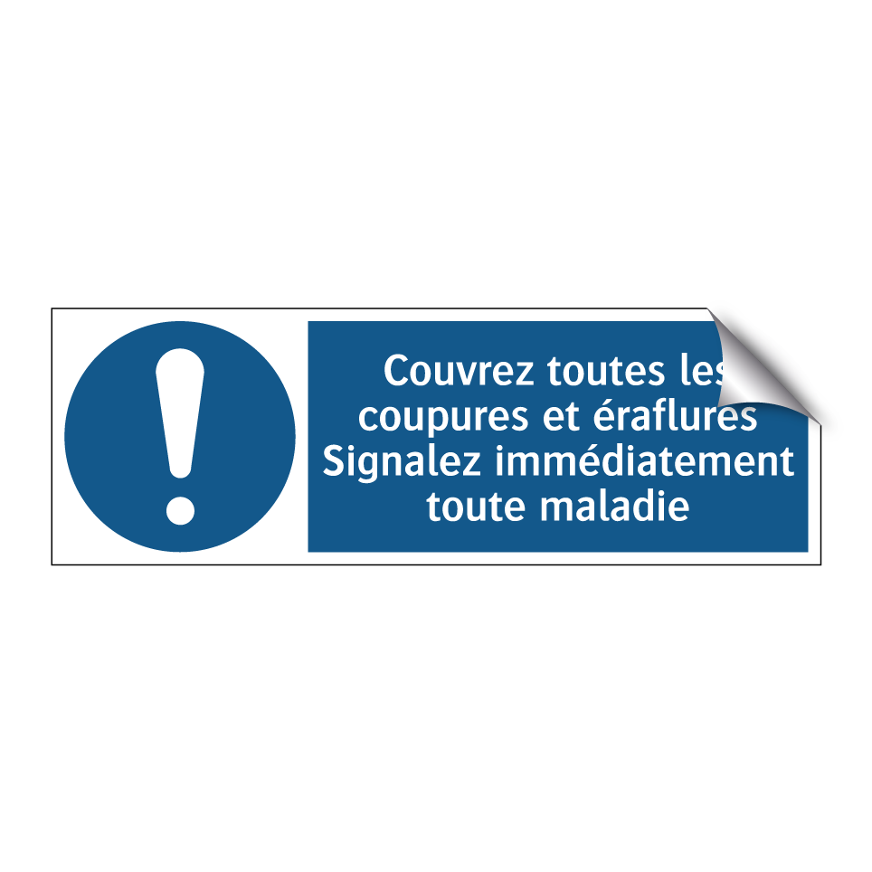 Couvrez toutes les coupures et éraflures Signalez immédiatement toute maladie