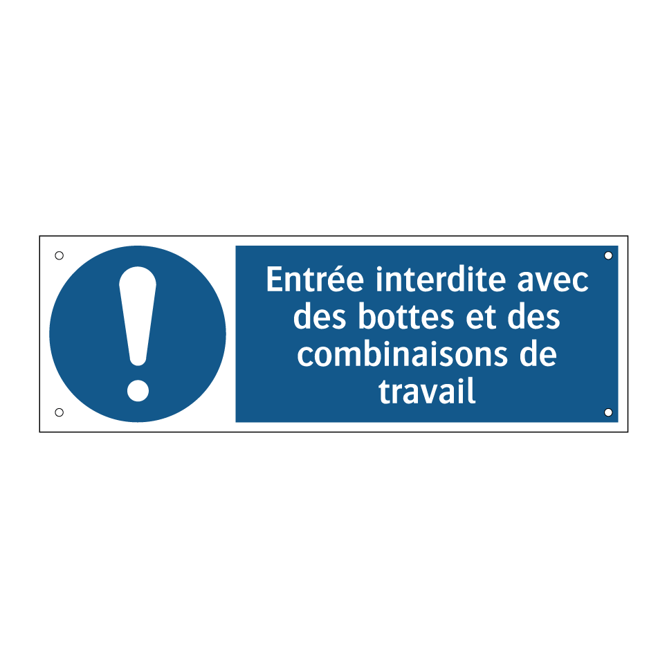 Entrée interdite avec des bottes et des combinaisons de travail