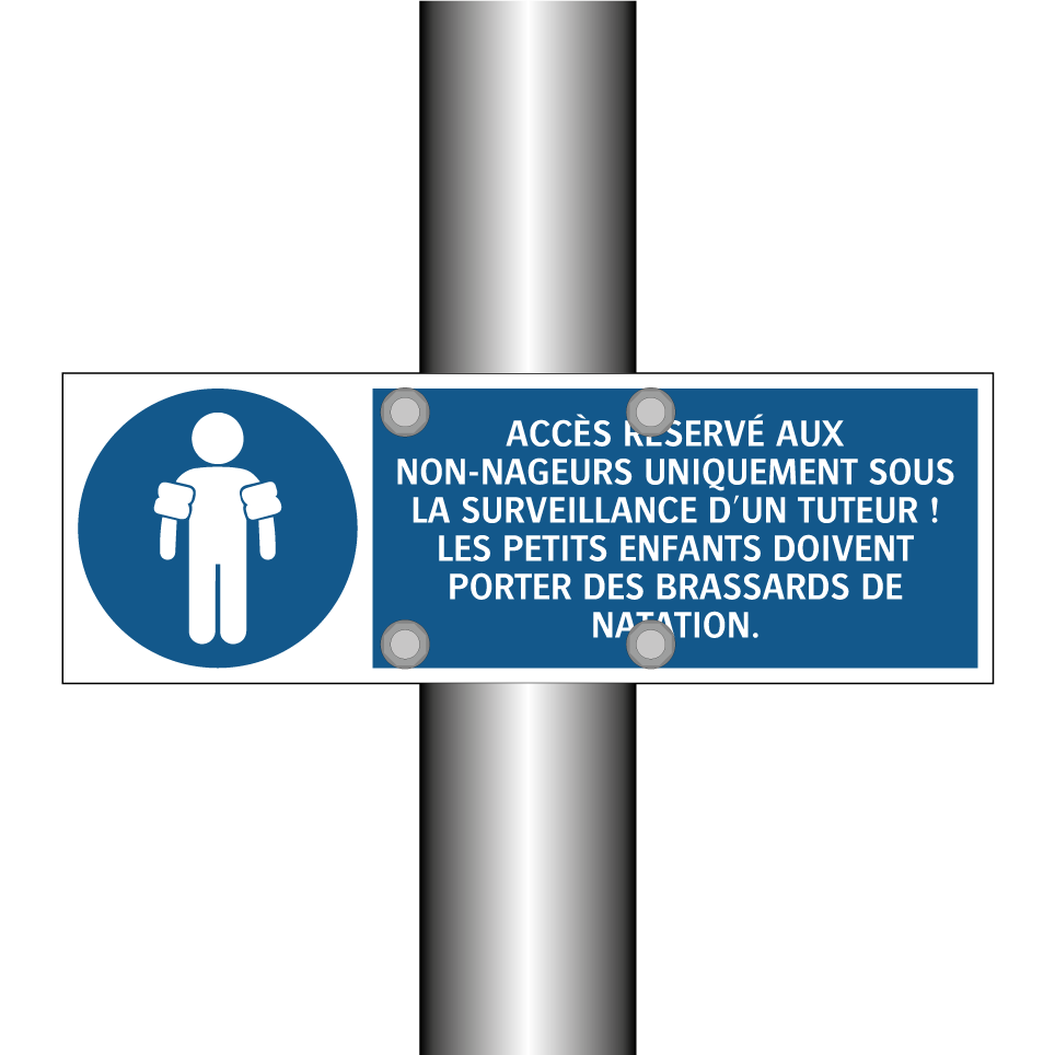 ACCÈS RÉSERVÉ AUX NON-NAGEURS UNIQUEMENT SOUS LA SURVEILLANCE D'UN TUTEUR ! LES PETITS ENFANTS DOIVENT PORTER DES BRASSARDS DE NATATION.