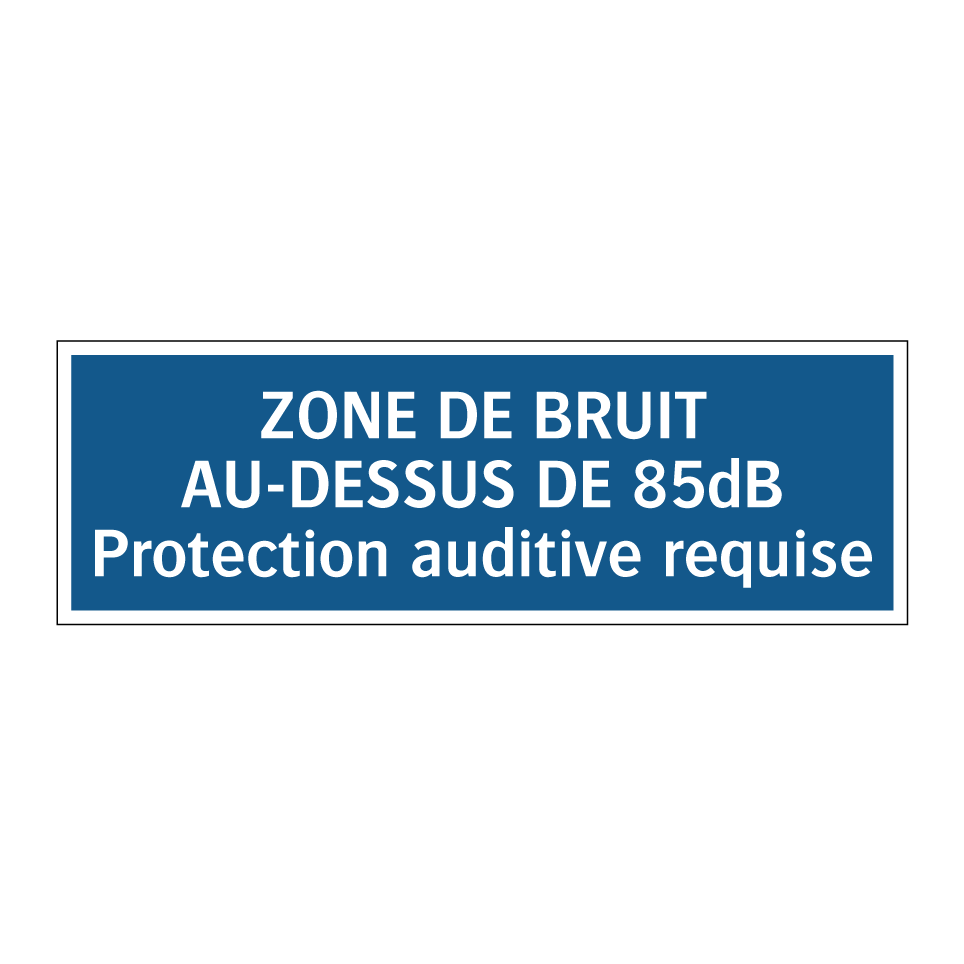 ZONE DE BRUIT AU-DESSUS DE 85dB Protection auditive requise
