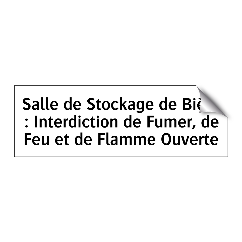 Salle de Stockage de Bière : Interdiction de Fumer, de Feu et de Flamme Ouverte