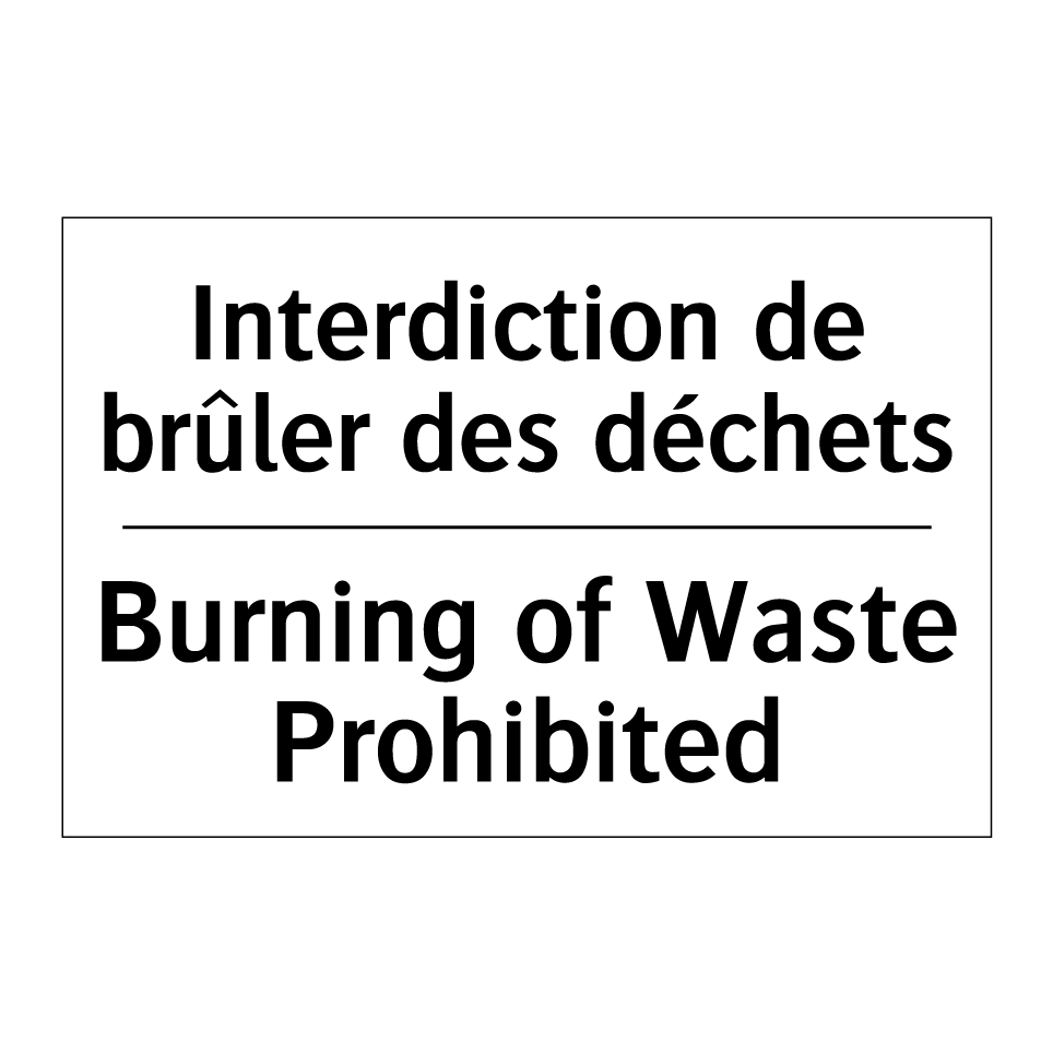 Interdiction de brûler des déchets /.../ - Burning of Waste Prohibited