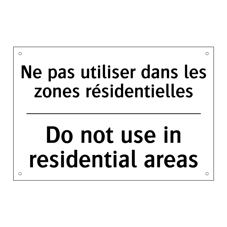 Ne pas utiliser dans les zones  /.../ - Do not use in residential areas /.../