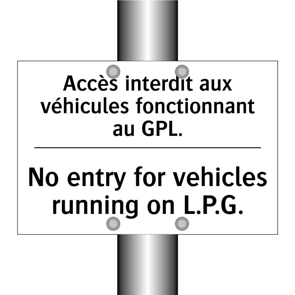 Accès interdit aux véhicules fonctionnant  /.../ - No entry for vehicles running  /.../
