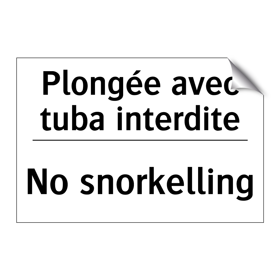 Plongée avec tuba interdite - No snorkelling