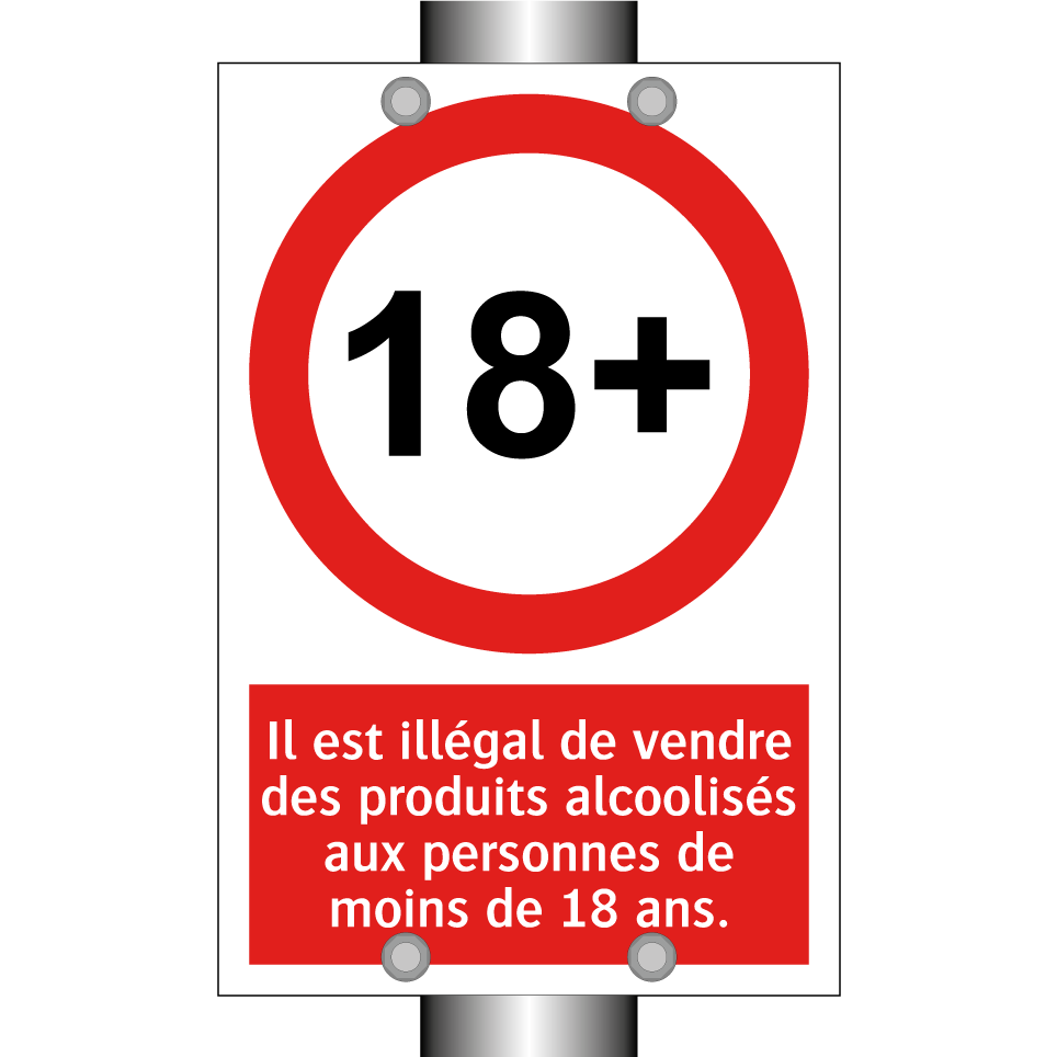 Il est illégal de vendre des produits alcoolisés aux personnes de moins de 18 ans.