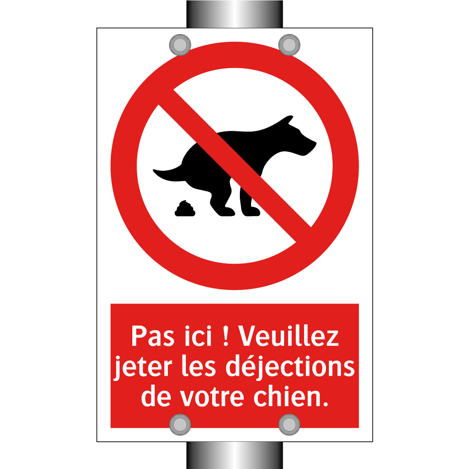 Pas ici ! Veuillez jeter les déjections de votre chien.