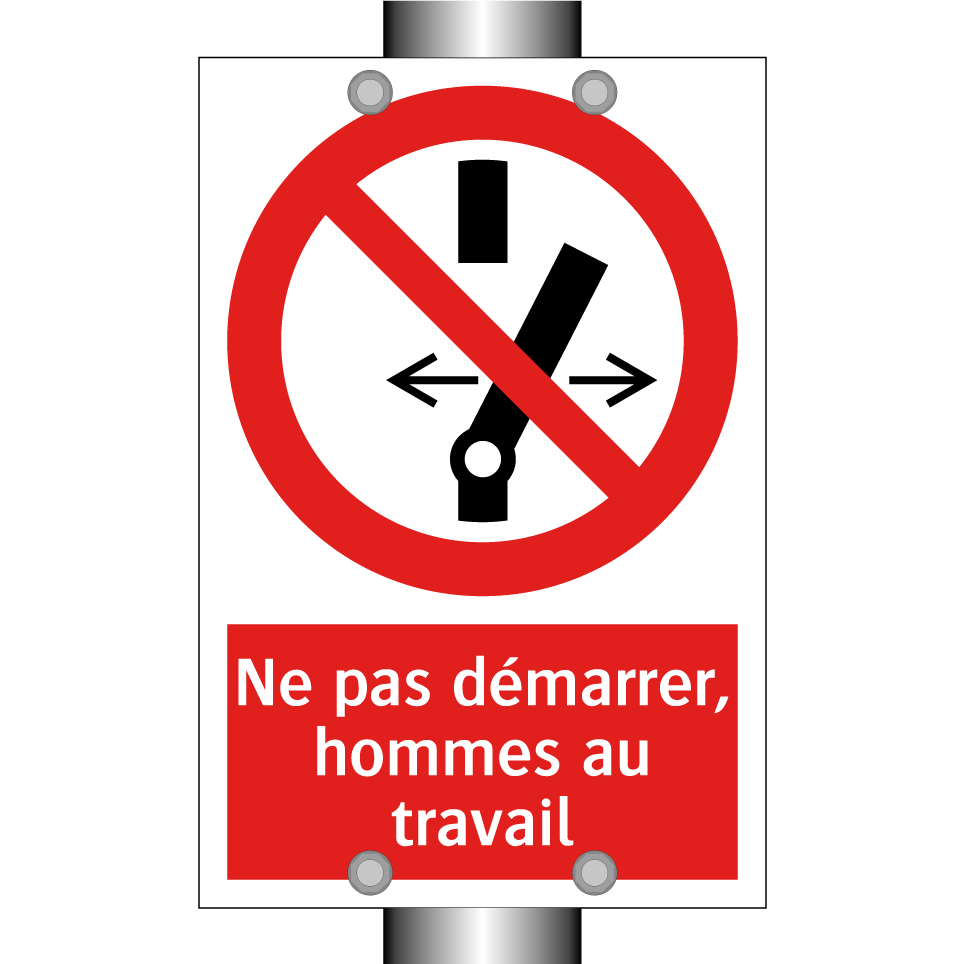 Ne pas démarrer, hommes au travail