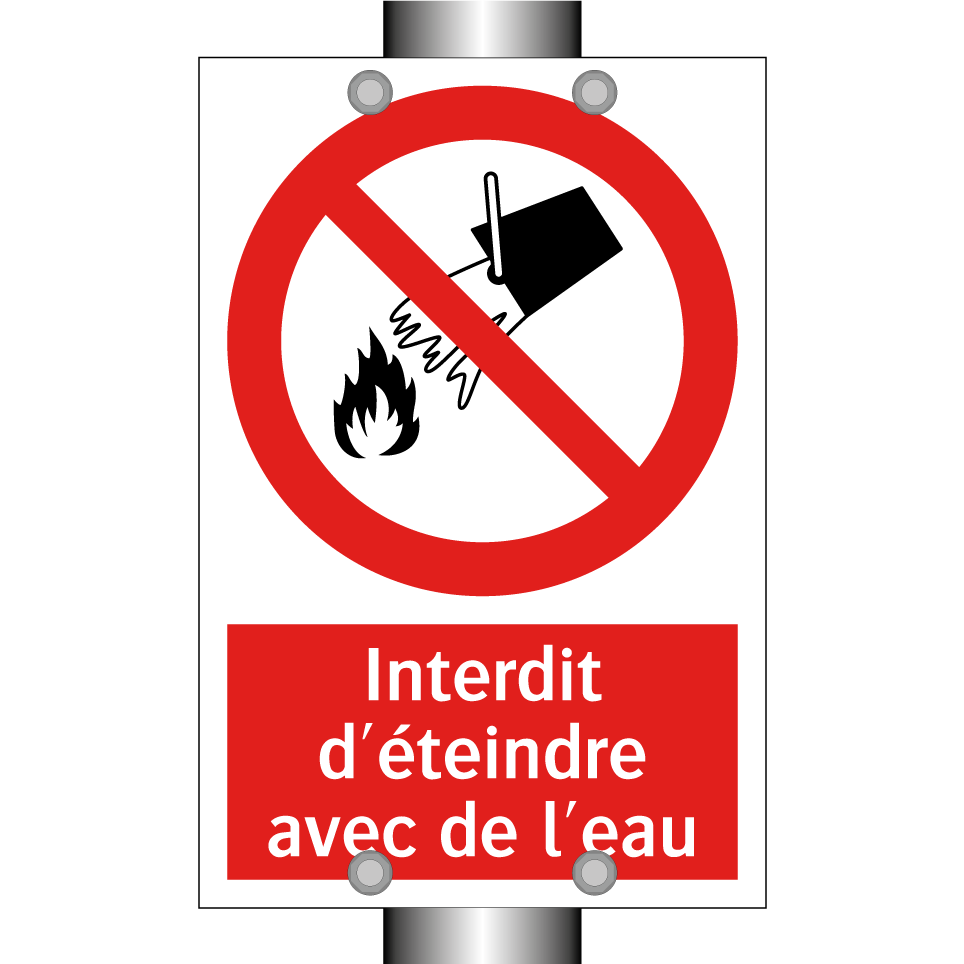 Interdit d'éteindre avec de l'eau