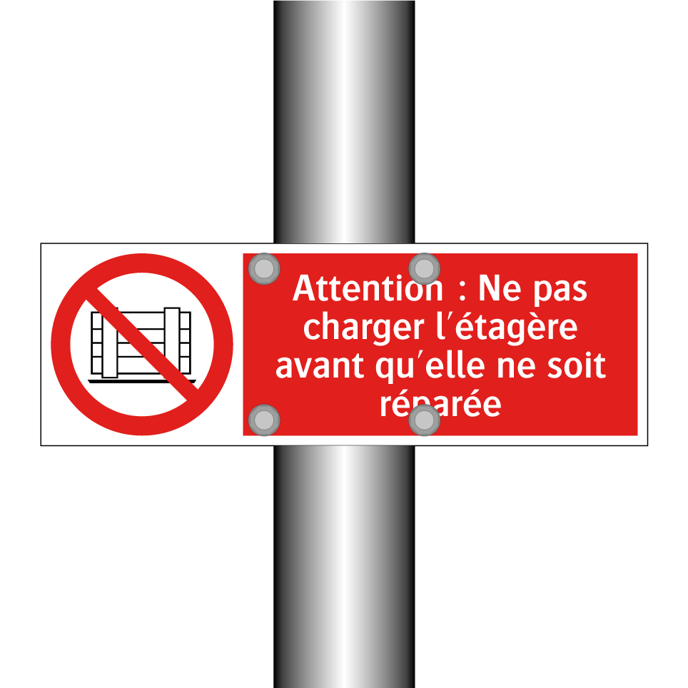 Attention : Ne pas charger l'étagère avant qu'elle ne soit réparée