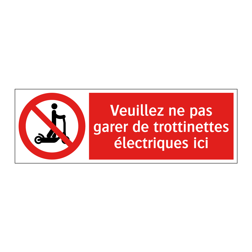 Veuillez ne pas garer de trottinettes électriques ici