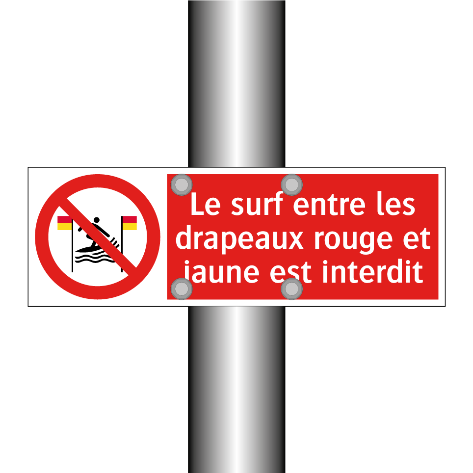 Le surf entre les drapeaux rouge et jaune est interdit