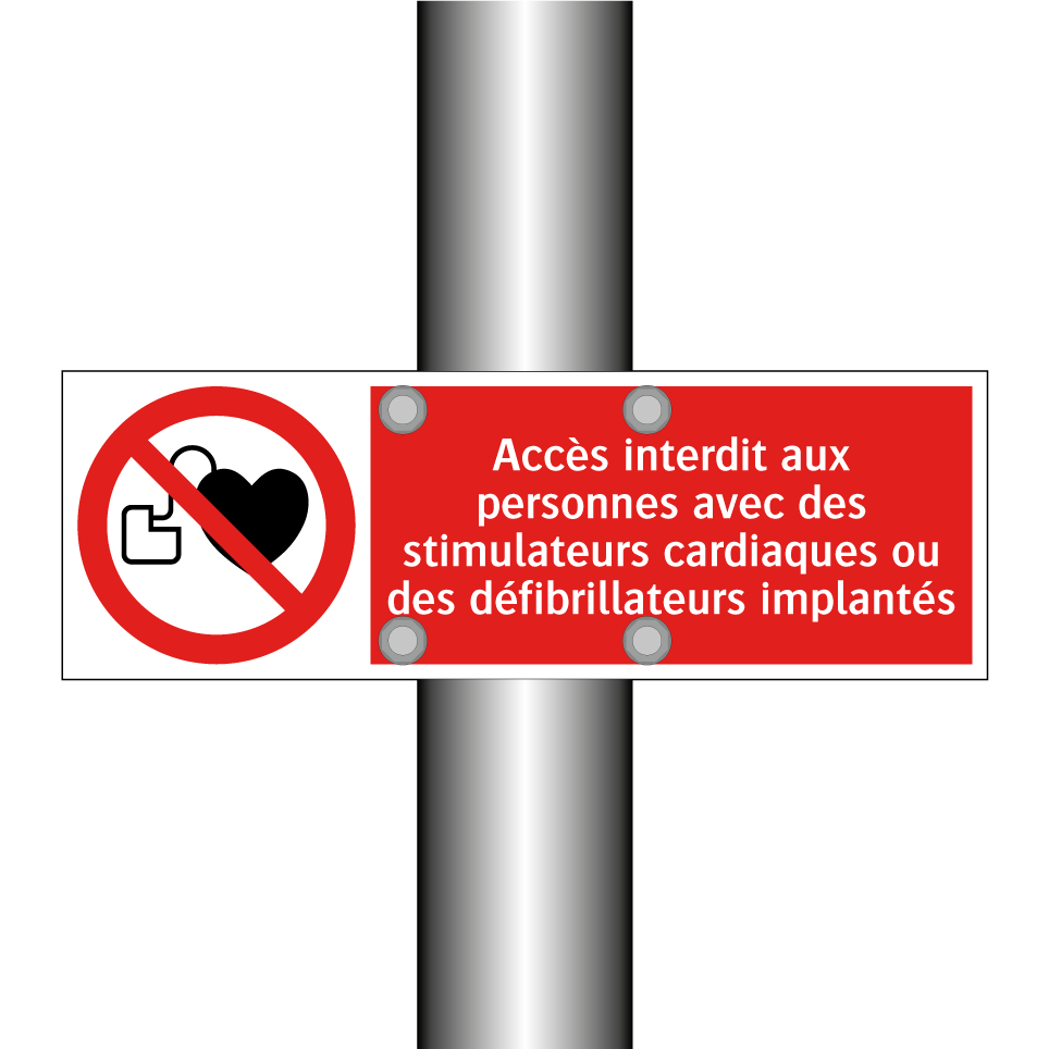 Accès interdit aux personnes avec des stimulateurs cardiaques ou des défibrillateurs implantés
