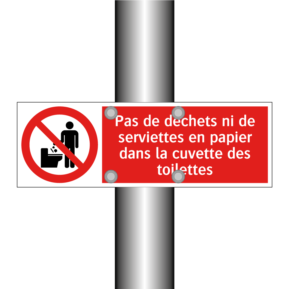 Pas de déchets ni de serviettes en papier dans la cuvette des toilettes