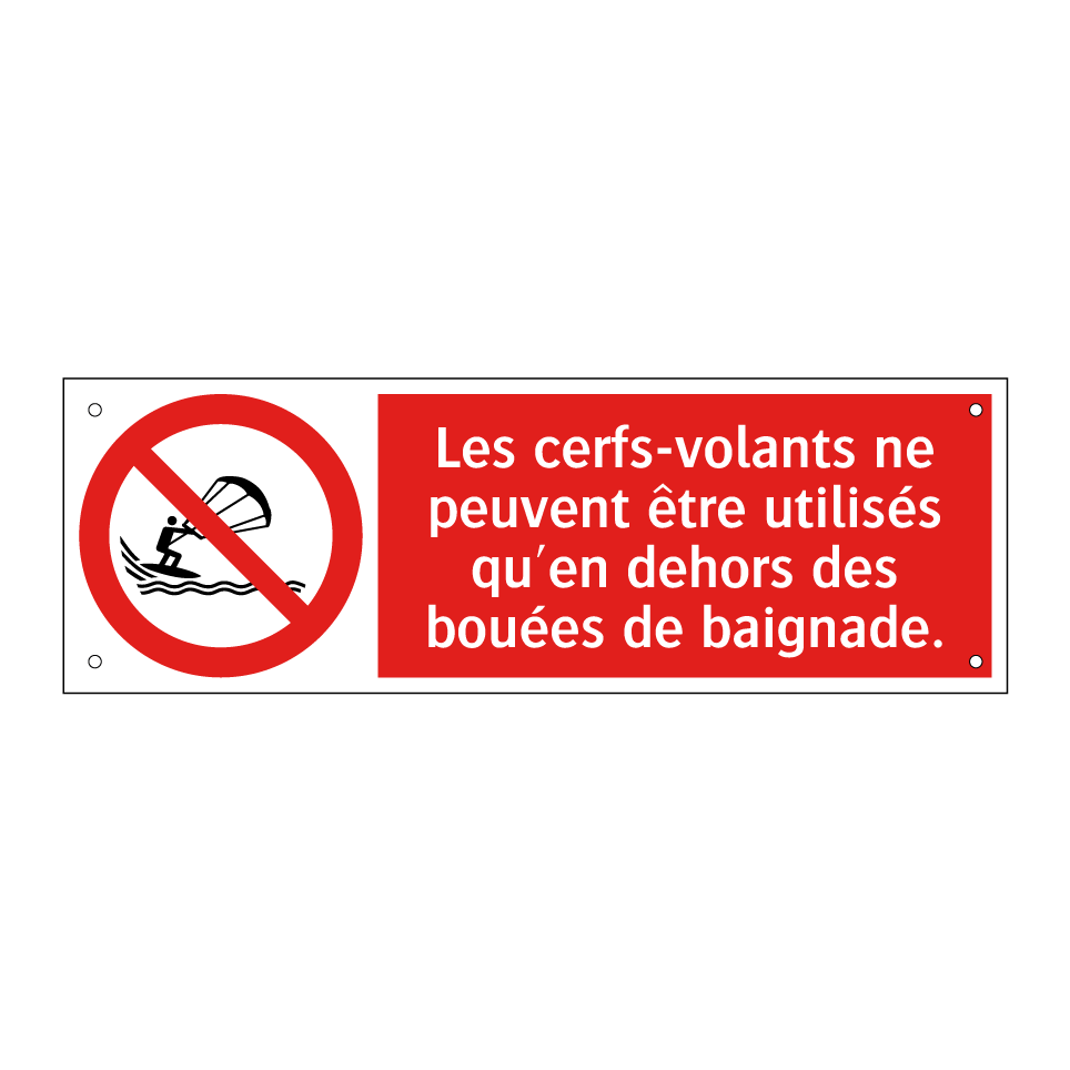 Les cerfs-volants ne peuvent être utilisés qu'en dehors des bouées de baignade.