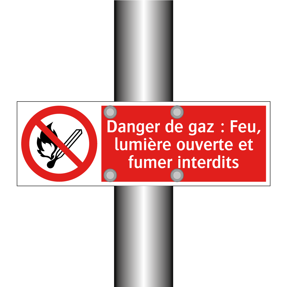 Danger de gaz : Feu, lumière ouverte et fumer interdits