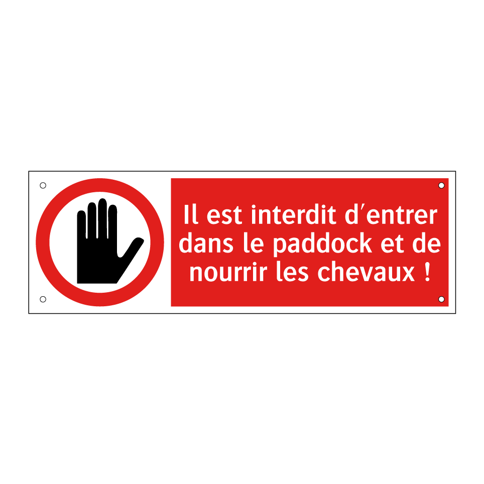 Il est interdit d'entrer dans le paddock et de nourrir les chevaux !