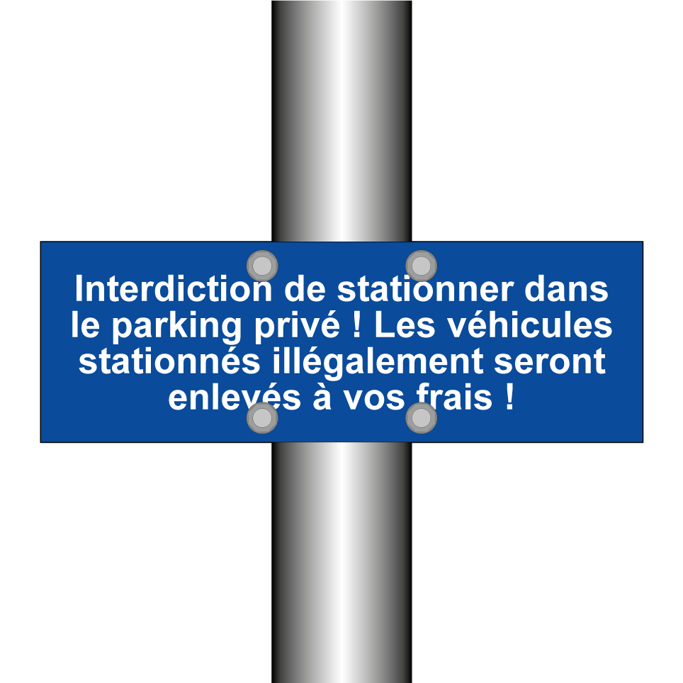 Interdiction de stationner dans le parking privé ! Les véhicules stationnés illégalement seront enlevés à vos frais !