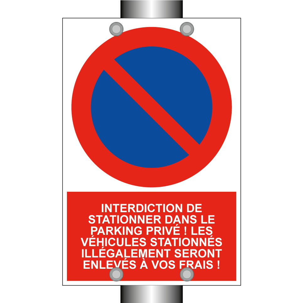 Interdiction de stationner dans le parking privé ! Les véhicules stationnés illégalement seront enlevés à vos frais !