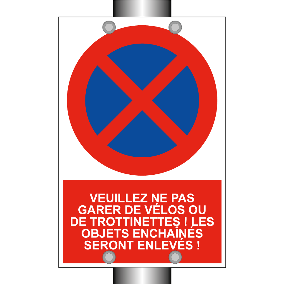 Veuillez ne pas garer de vélos ou de trottinettes ! Les objets enchaînés seront enlevés !