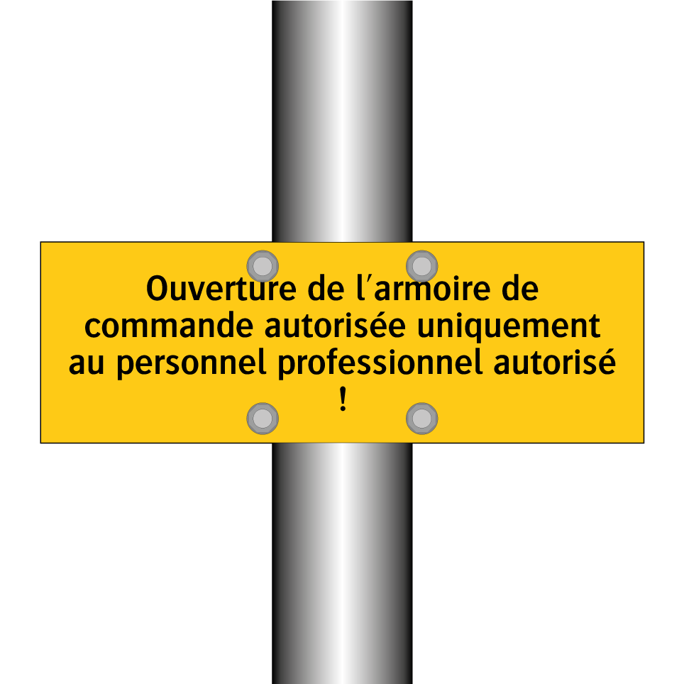 Ouverture de l'armoire de commande autorisée uniquement au personnel professionnel autorisé !