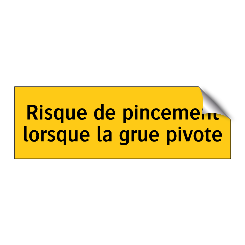 Risque de pincement lorsque la grue pivote