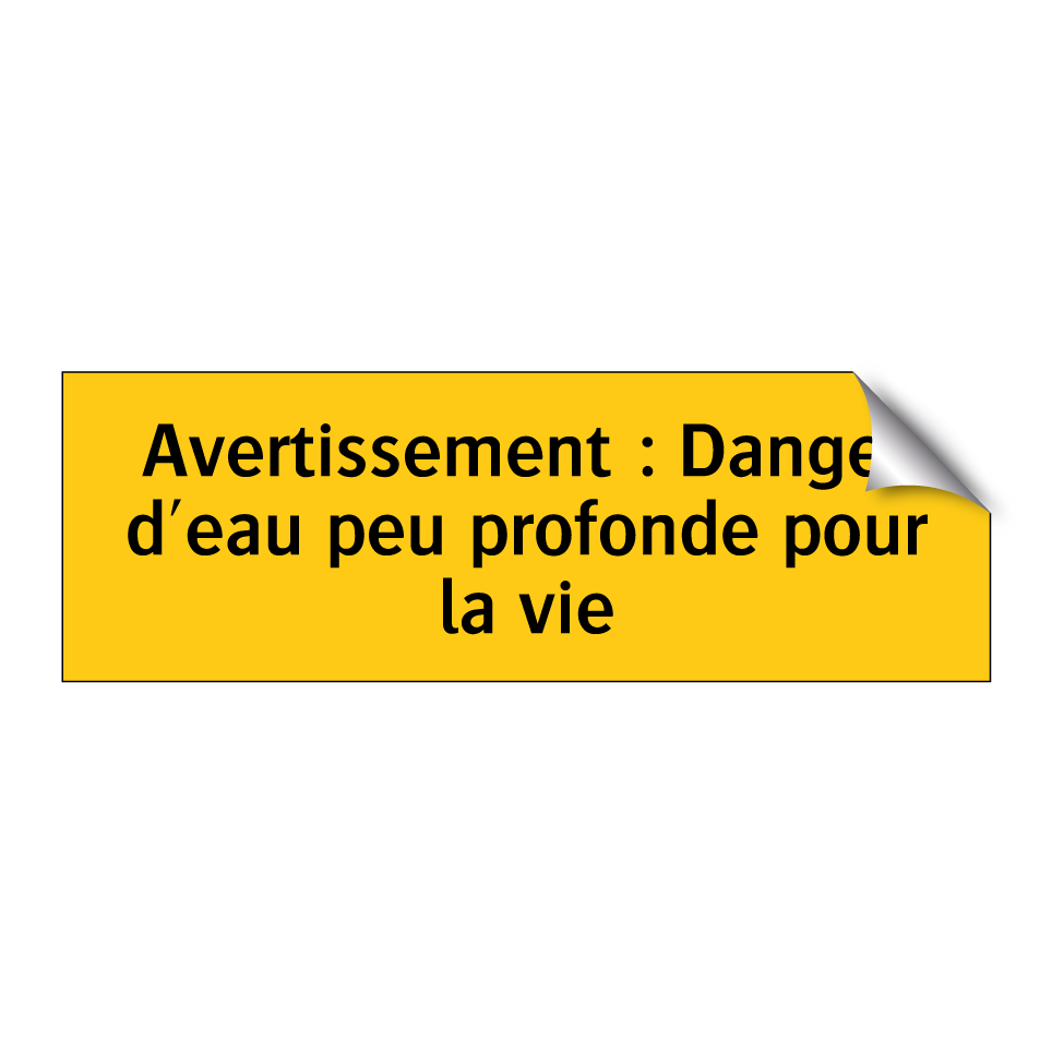 Avertissement : Danger d'eau peu profonde pour la vie