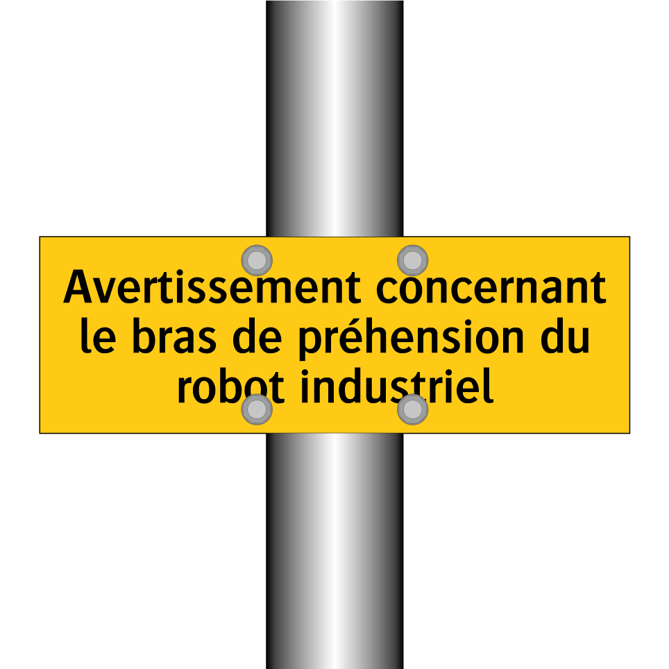 Avertissement concernant le bras de préhension du robot industriel