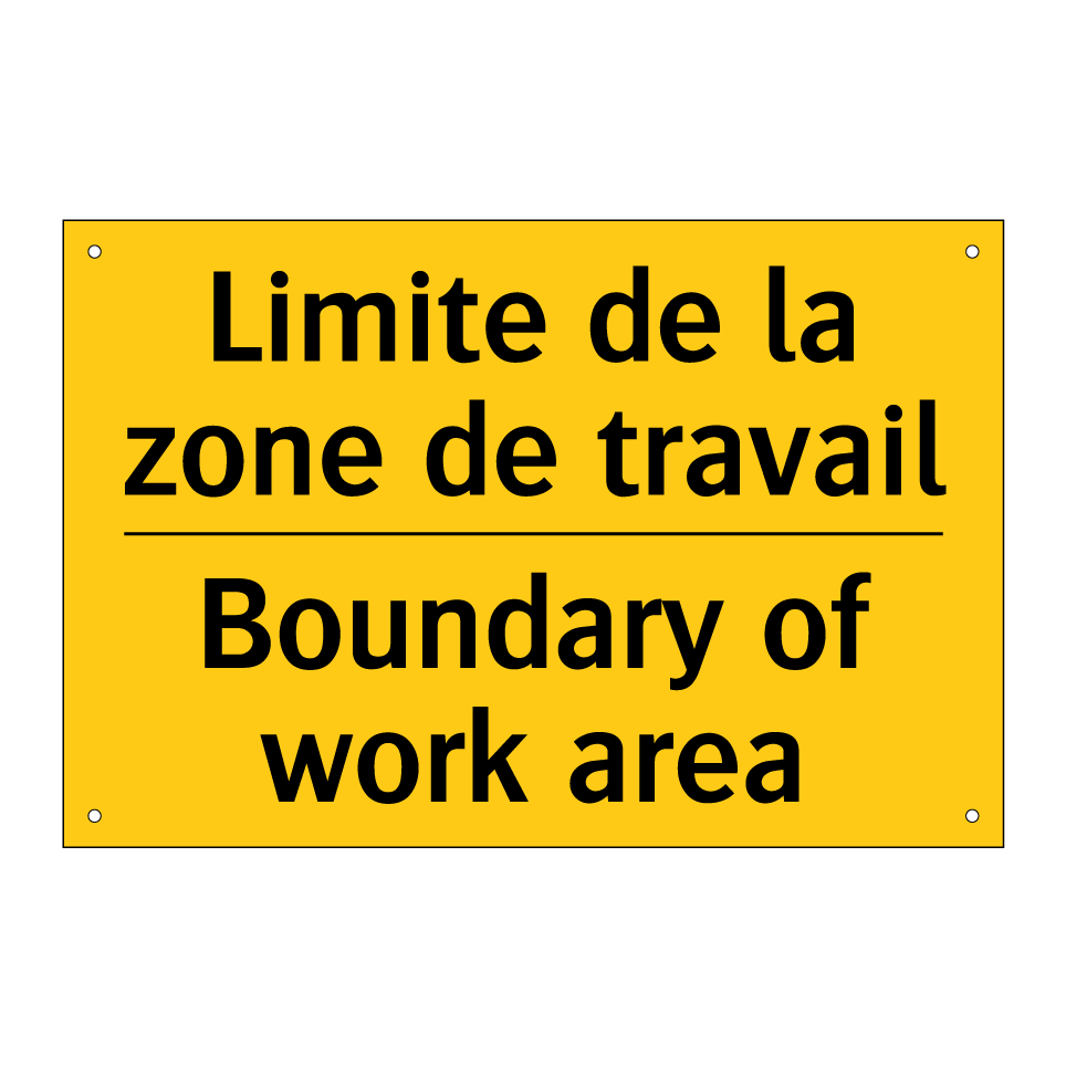 Limite de la zone de travail - Boundary of work area