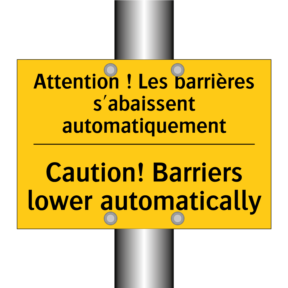 Attention ! Les barrières s'abaissent  /.../ - Caution! Barriers lower automatically /.../