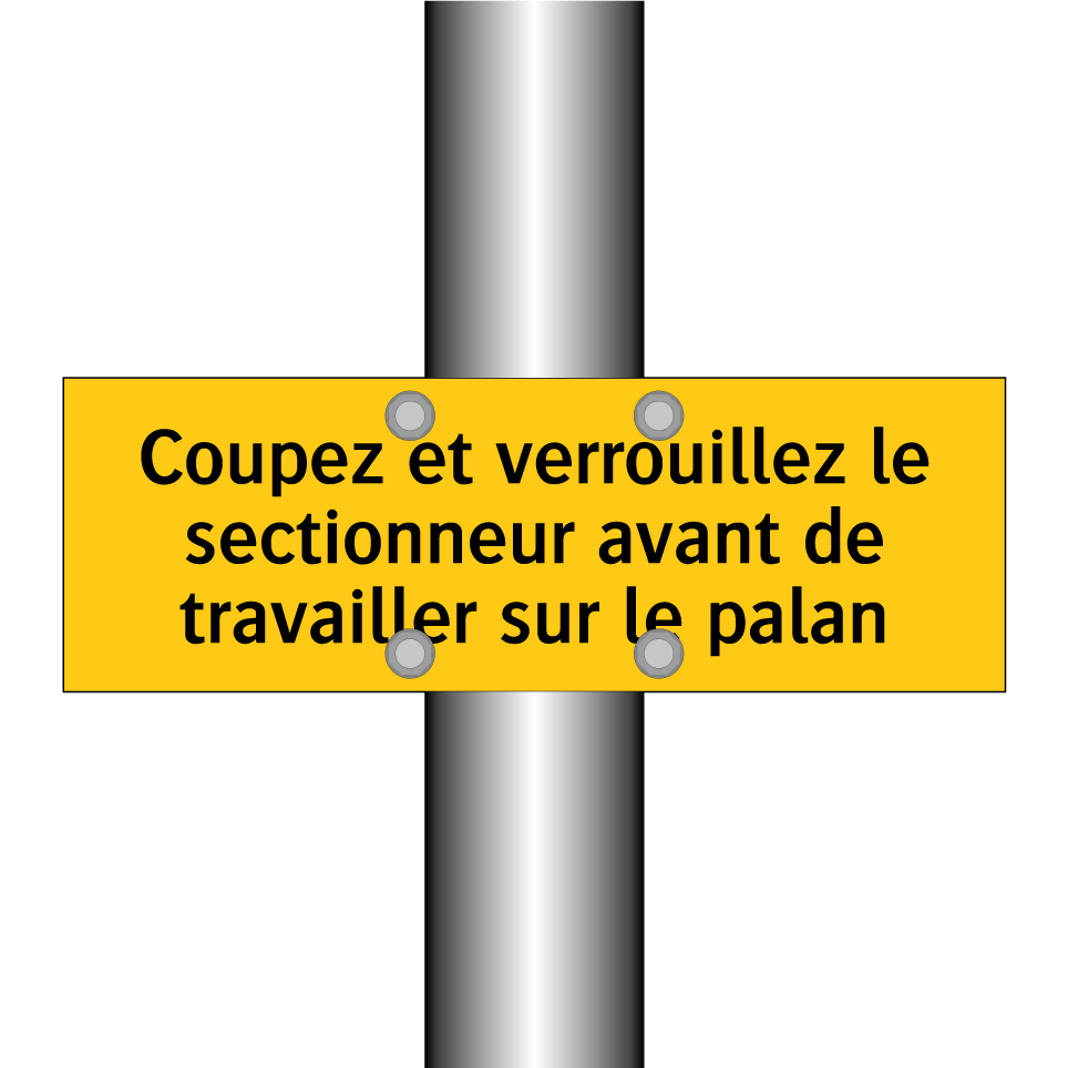 Coupez et verrouillez le sectionneur avant de travailler sur le palan