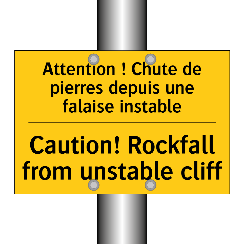 Attention ! Chute de pierres depuis  /.../ - Caution! Rockfall from unstable  /.../