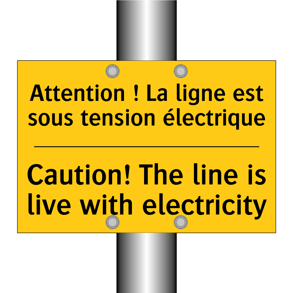 Attention ! La ligne est sous  /.../ - Caution! The line is live with  /.../