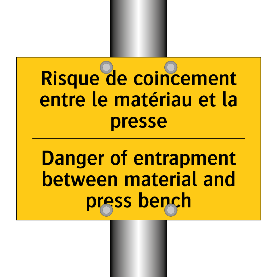 Risque de coincement entre le  /.../ - Danger of entrapment between material  /.../